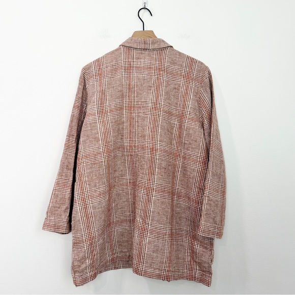 J. Jill Harper Relaxed Henna Plaid Linen Blend Longline Blazer Jacket XL Petite - Picture 3 of 8